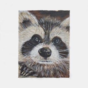 Raccoon Painting Fleece Blanket