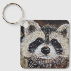 Raccoon Painting Keychain