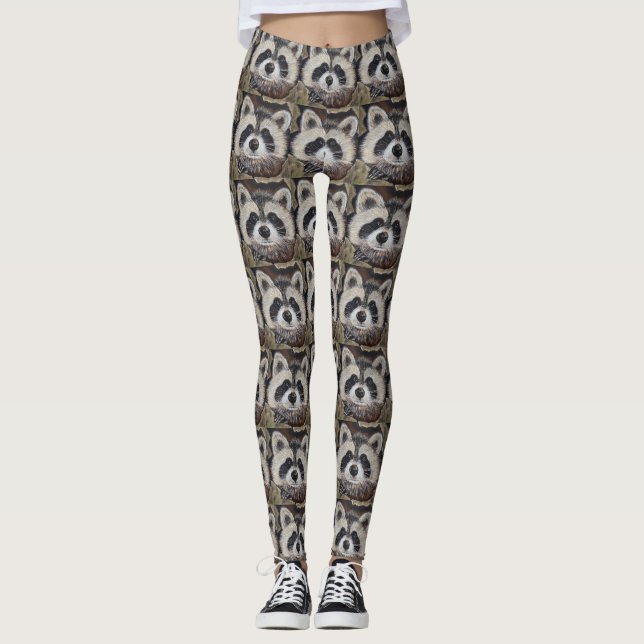 Raccoon Painting Leggings (Front)
