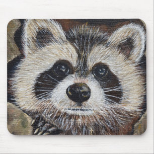 Raccoon Painting Mouse Pad