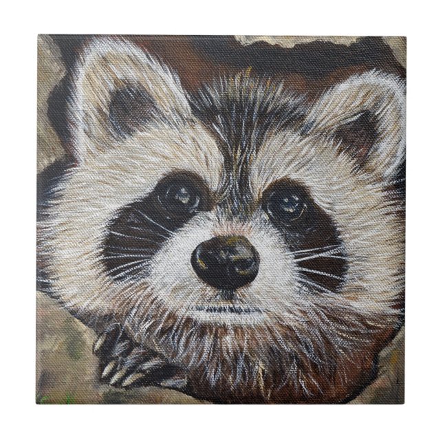Raccoon Painting Tile (Front)