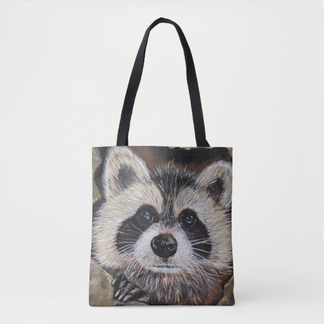 Raccoon Painting Tote Bag (Front)