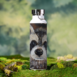 Raccoon Painting Water Bottle
