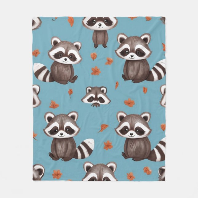 Raccoon party fleece blanket (Front)