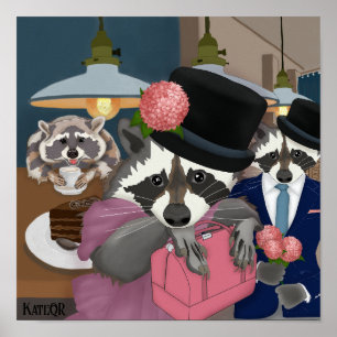 Raccoon party. poster