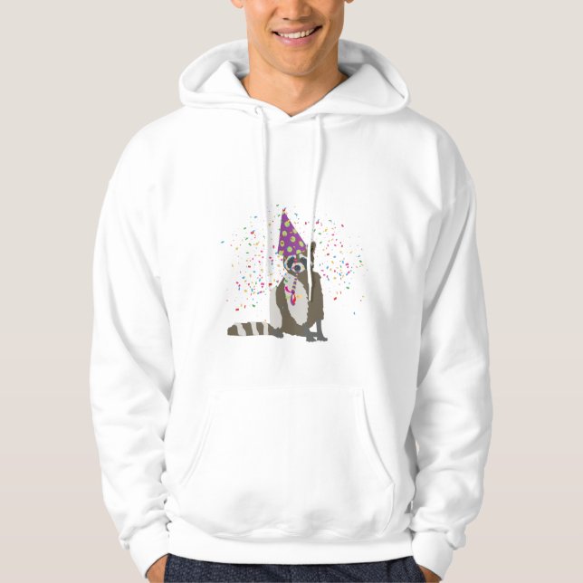 Raccoon Partying - Animals Having a Party Hoodie (Front)