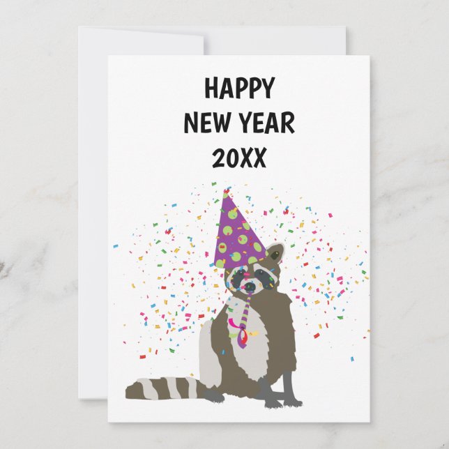 Raccoon Partys - Animaux Vacances Carte Nouvel An (Devant)