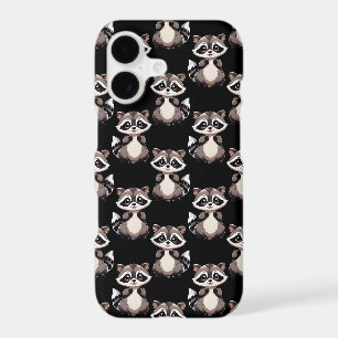 Raccoon Pattern Design Black