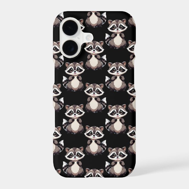 Raccoon Pattern Design Black  (Back)