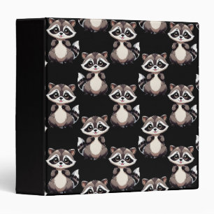 Raccoon Pattern Design Black  Binder