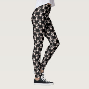 Raccoon Pattern Design Black  Leggings