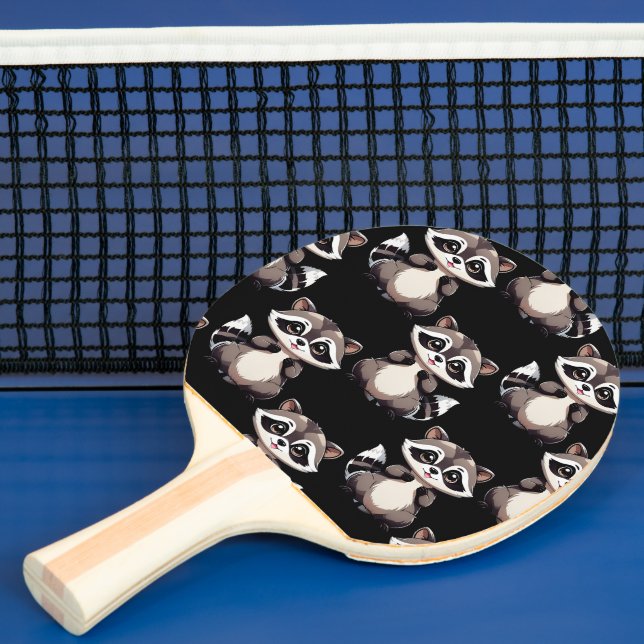 Raccoon Pattern Design Black  Ping Pong Paddle (Insitu)