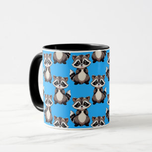 Raccoon Pattern Design Blue  Mug