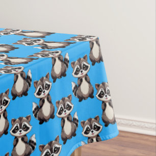 Raccoon Pattern Design Blue Tablecloth