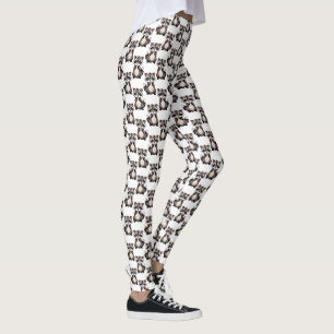 Raccoon Pattern Design White Leggings