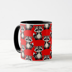 Raccoon Pattern Design White  Mug