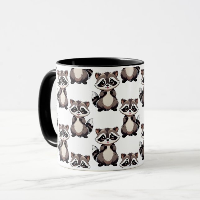 Raccoon Pattern Design White  Mug (Front Left)