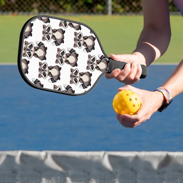Raccoon Pattern Design White  Pickleball Paddle (Insitu)