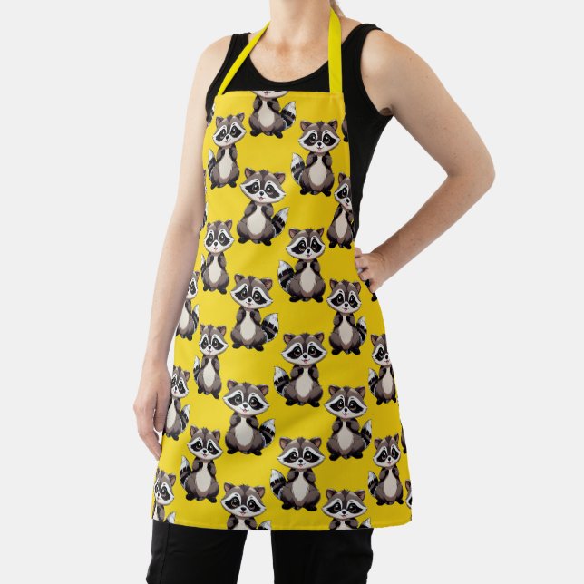 Raccoon Pattern Design Yellow  Apron (Insitu)