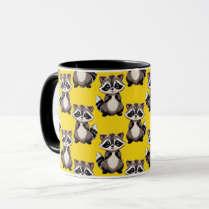 Raccoon Pattern Design Yellow  Mug