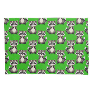 Raccoon Pattern Design Yellow  Pillowcase