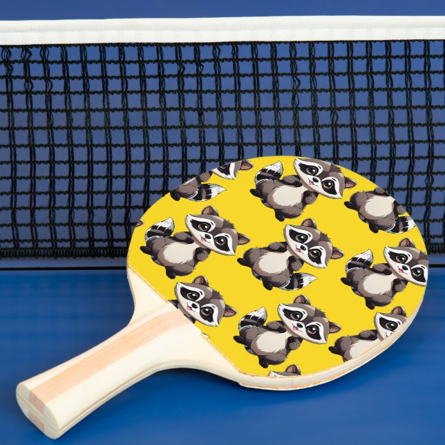 Raccoon Pattern Design Yellow  Ping Pong Paddle (Insitu)