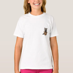 Raccoon Peeking from Wooden Basket Kids T-Shirt