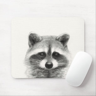 Raccoon Pencil Drawing Mouse Pad