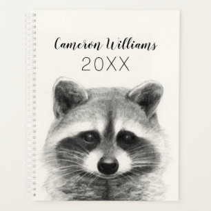 Raccoon Pencil Drawing Planner