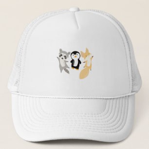 Raccoon Penguin Fox Funny Animals For Kids Trucker Hat