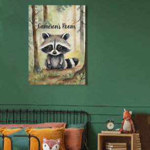 Raccoon Personalized Woodland Photo Print