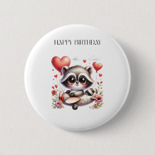 Raccoon Pilot Birthday 2 Inch Round Button