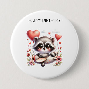 Raccoon Pilot Birthday 3 Inch Round Button