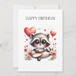 Raccoon Pilot Birthday Announcement