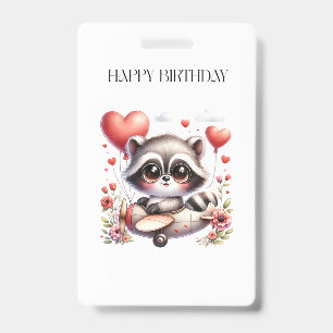 Raccoon Pilot Birthday Badge