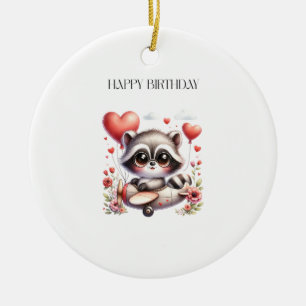 Raccoon Pilot Birthday Ceramic Ornament