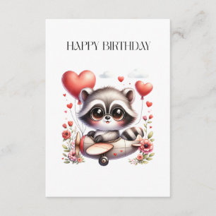 Raccoon Pilot Birthday Enclosure Card