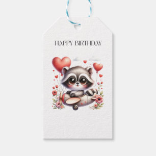 Raccoon Pilot Birthday Gift Tags