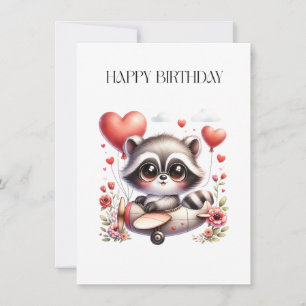 Raccoon Pilot Birthday Invitation