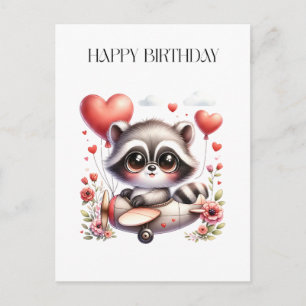 Raccoon Pilot Birthday Invitation Postcard