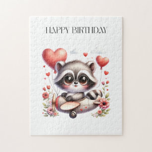 Raccoon Pilot Birthday Jigsaw Puzzle
