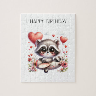 Raccoon Pilot Birthday Jigsaw Puzzle