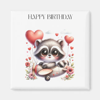 Raccoon Pilot Birthday Magnet