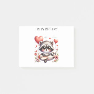 Raccoon Pilot Birthday Post-it Notes