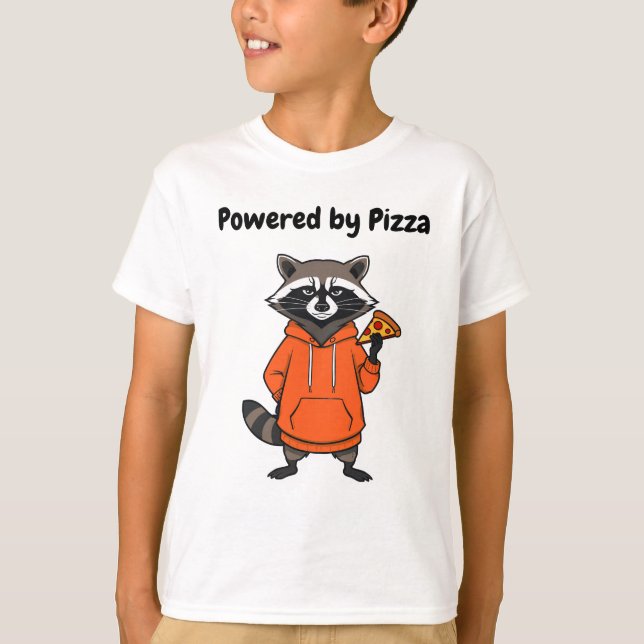 Raccoon Pizza Kids T-Shirt – Funny Cartoon Tee  (Front)