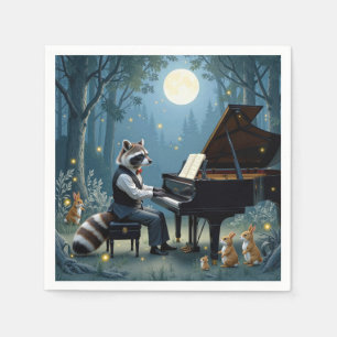 Raccoon Playing a Grand Piano In the Forest Napkin