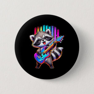 Raccoon Playing Guitar Rock And Roll 2 Inch Round Button