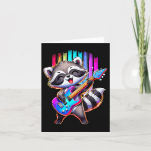 Raccoon Playing Guitar Rock And Roll Card