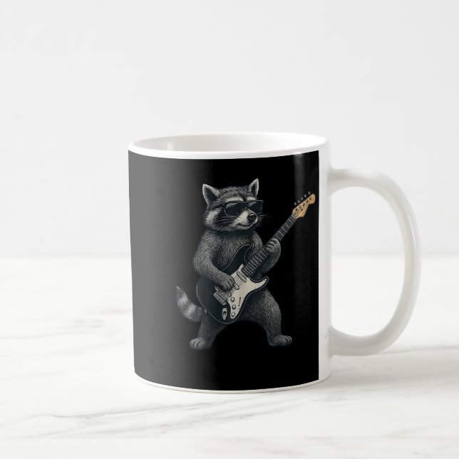 Raccoon Playing Guitar Rock And Roll Gift Men Wome Coffee Mug (Right)