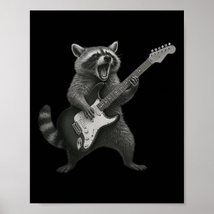 Raccoon Playing Guitar Rock And Roll Guitarist Rac Poster